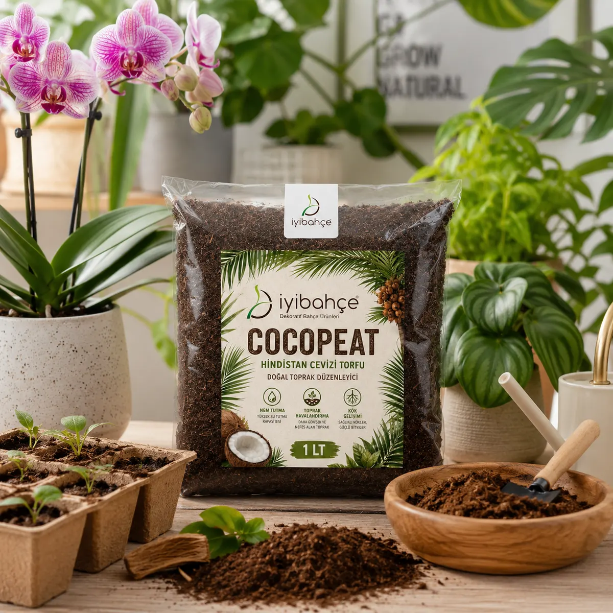 İyibahçe Cocopeat Hindistan Cevizi Torfu kullanim sahnesi İyibahçe Cocopeat Hindistan Cevizi Torfu kullanim sahnesi