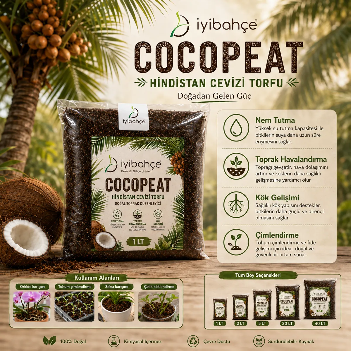 İyibahçe Cocopeat Hindistan Cevizi Torfu 1 LT 3 LT 5 LT 20 LT 40 LT fayda gorseli İyibahçe Cocopeat Hindistan Cevizi Torfu 1 LT 3 LT 5 LT 20 LT 40 LT fayda gorseli