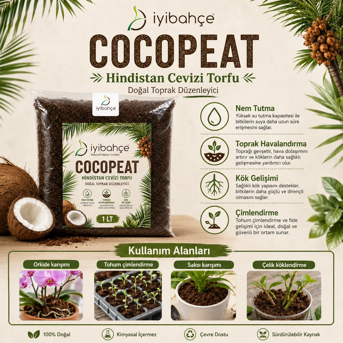 İyibahçe Cocopeat Hindistan Cevizi Torfu fayda gorseli İyibahçe Cocopeat Hindistan Cevizi Torfu fayda gorseli