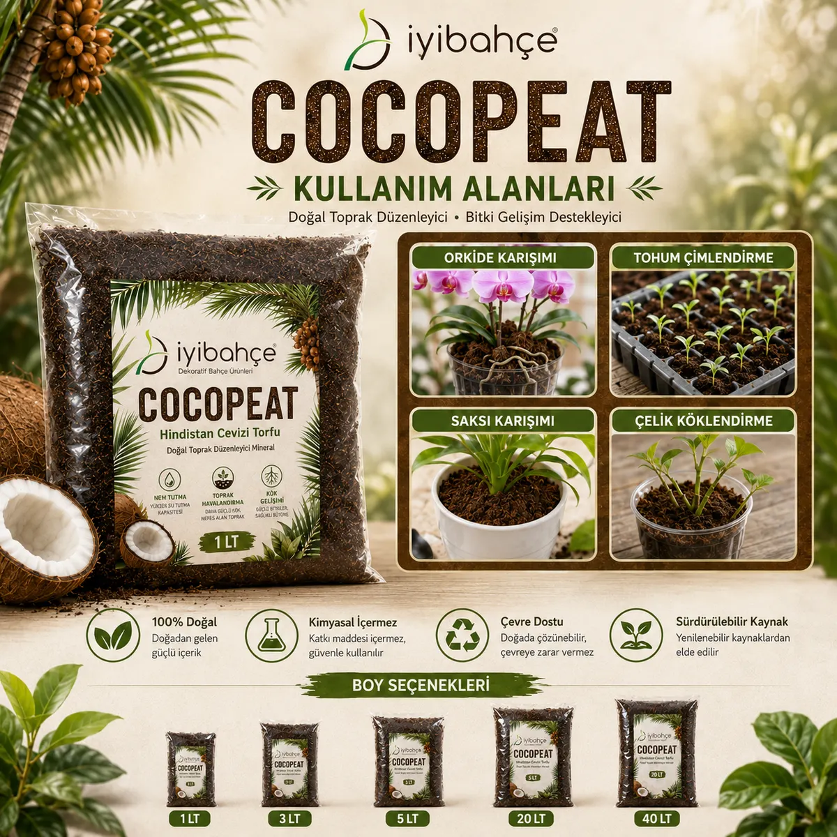 İyibahçe Cocopeat Hindistan Cevizi Torfu 1 LT 3 LT 5 LT 20 LT 40 LT kullanim alanlari İyibahçe Cocopeat Hindistan Cevizi Torfu 1 LT 3 LT 5 LT 20 LT 40 LT kullanim alanlari