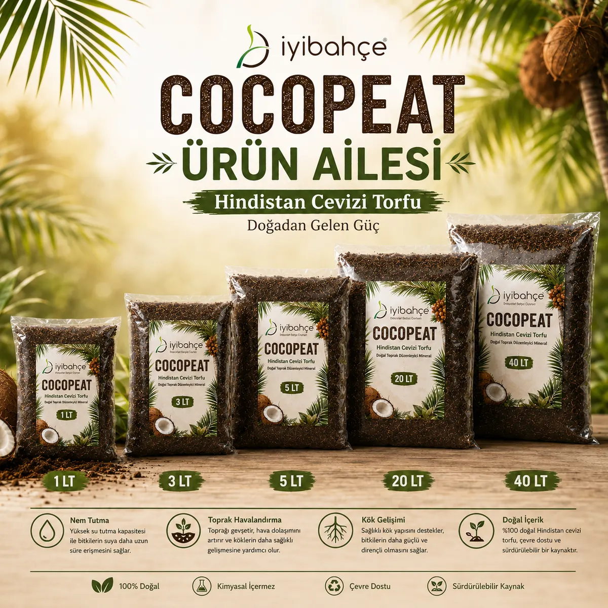 İyibahçe Cocopeat Hindistan Cevizi Torfu 1 LT 3 LT 5 LT 20 LT 40 LT urun ailesi genis İyibahçe Cocopeat Hindistan Cevizi Torfu 1 LT 3 LT 5 LT 20 LT 40 LT urun ailesi genis