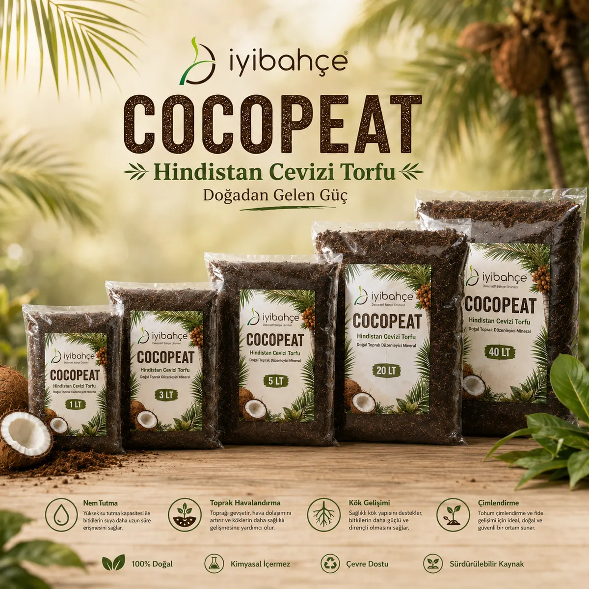 İyibahçe Cocopeat Hindistan Cevizi Torfu 1 LT 3 LT 5 LT 20 LT 40 LT urun ailesi İyibahçe Cocopeat Hindistan Cevizi Torfu 1 LT 3 LT 5 LT 20 LT 40 LT urun ailesi